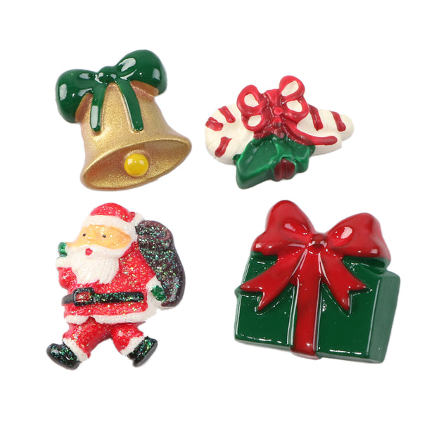 2Pc santa claus Christmas Gift Bell 3D Resin Cabochons Charms For Diy Scrapbooking, Jewelry Making & Craft Decorations