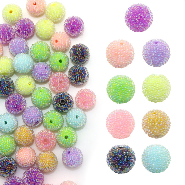 5pcs Surface decorated with small beads acrylic Round Beads with hole ，Available in multiple colors for DIY Jewelry Making and Festive Decorations Decorative pen making