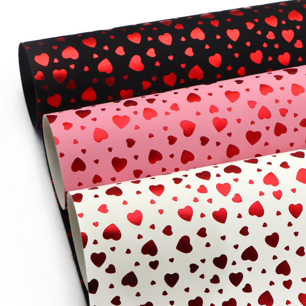 1PC Valentine's Day Faux Leather Roll Red Heart Printed 11.8x55.1inch Synthetic Leather Fabric Sheets for Earrings,Bags,Phone Case,Pencil Case,Wallet,Handbags,Making DIY Craft,Hair Accessories DIY Projects for Festival Decorations