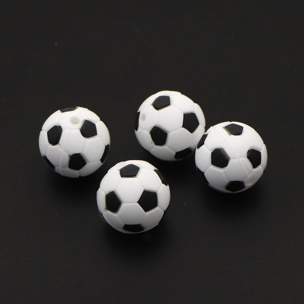 1Pc Silicone Football Soccer Ball Beads for DIY Keychain Charms, Personalized Sports Jewelry Making Kit, Creative Party Decorations, Sturdy Easy-to-Bead Washable Beads