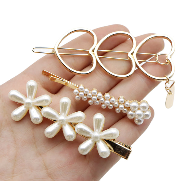 2pcs heart pearl clip metal hairpin simple bangs clip hair clip