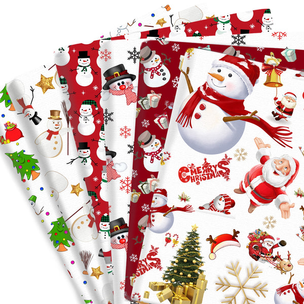 1pc Christmas Series Snowman Pattern Quilting Fabric-57x19.68inch (145x50cm) Polyester Cotton Craft Fabrics DIY Handmade Projects Doll Clothes Fabric Precut For Patchwork Craft(108gsm)