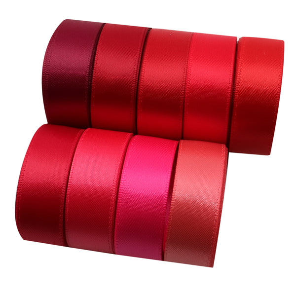 Set, 16mm Valentine Red Polyester Satin Ribbon Silk Embellish Ribbon Rolls for Crafting HairBows Sewing Parties Wreaths Decor Gift Cake Wrapping (9color/set, 2yard/color)