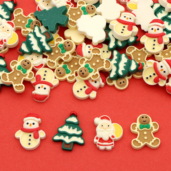 5Pcs Adorable Christmas Resin Ornaments,DIY Jewelry Making Charms Accessories for Earrings, Bracelets, Keychains,Good for Homemade Gifts,Phone Shells,Water Cups, Hair Accessories