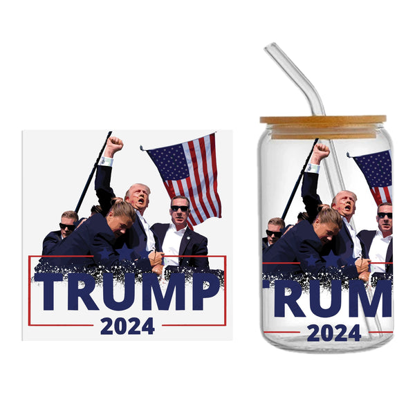 1pc Trump UV DTF Cup Wrap,Trump 2024 – Fist Raised High – DTF Transfer  Sport DTF Transfer Stickers For Glass Cup, Waterproof 2024 Rub On Transfers For 16 Oz Glass, Mugs, Crafts, Furnitures