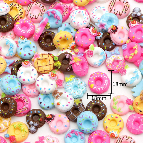 Resin Flat Back Charms, 50 Pcs Charms And Containers Mixed Cute Fruit Flower Donuts Cake Shape Resin Cabochons For DIY Crafts, Scrapbooking, Jewelry Making