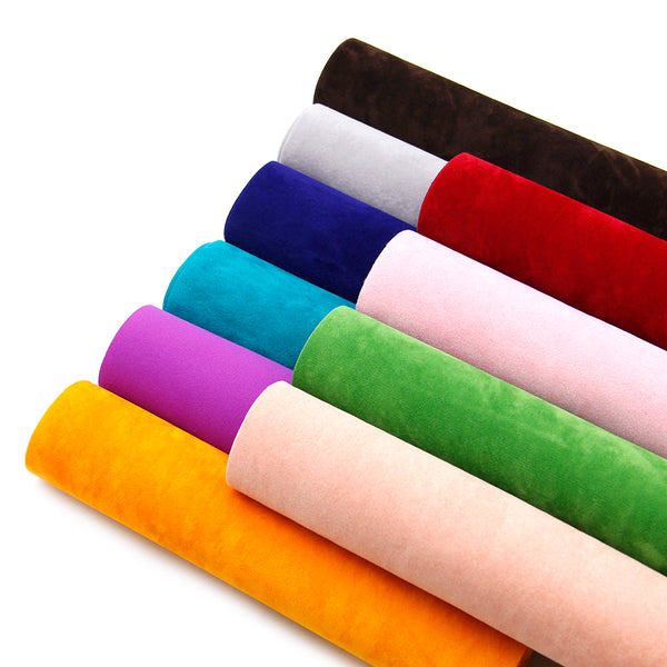 10Pcs 20x33cm Solid Color Velvet Fabric Sheets Double Sided Soft to Touch Roll for DIY Baby Girls Hair Bows Earrings Bags Pouches Shoes