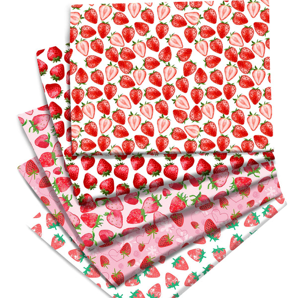 1pc 19.68x17.7inch Strawberry Fruit Pattern Series Quilting Fabric Cotton Craft DIY Handmade Doll Clothes Fabric Precut For Patchwork DIY Handmade Craft Sewing Supplies