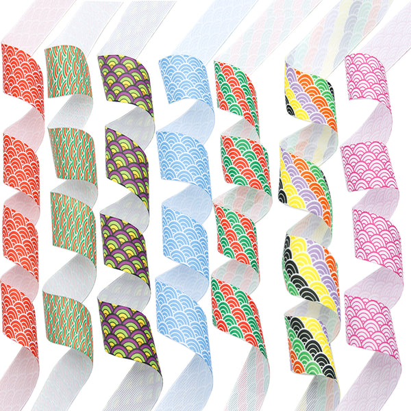 1yard/roll,7roll/set Fish Scales grosgrain Ribbon Roll For Wreaths Gift Wrapping Party Decoration DIY Hair Bows Crafts Headwear Hair Accessories Garment Decor