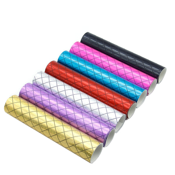 1pcs plaid Bump Texture Faux Synthetic Leather  7.7*12.9inch Fabric Sheets For DIY Bows, Waist Belt, Earrings, Handbag, Phone Case, Pencil Case ,Shoes Bags Artificial Leather Crafts Handmade Material