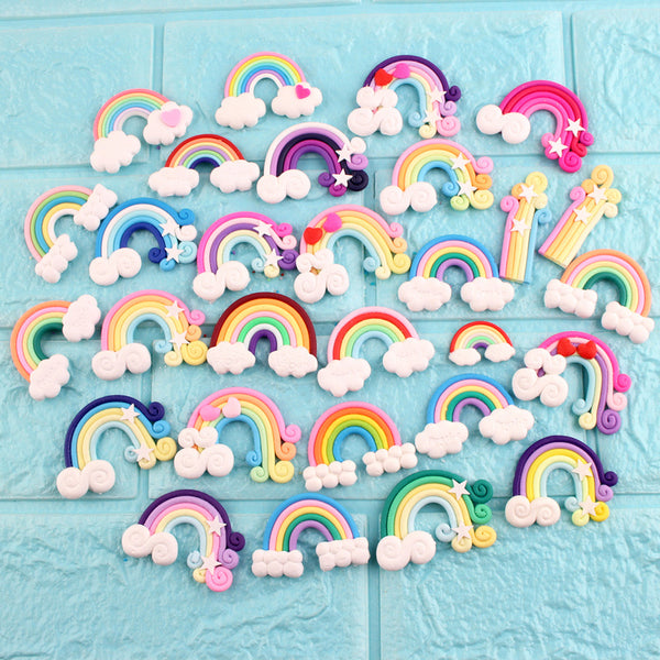 Cute Colorful Mini Cloud Rainbow Series Flatback Charms, For Diy Phone Case Keychain Decoration,5pcs/pack