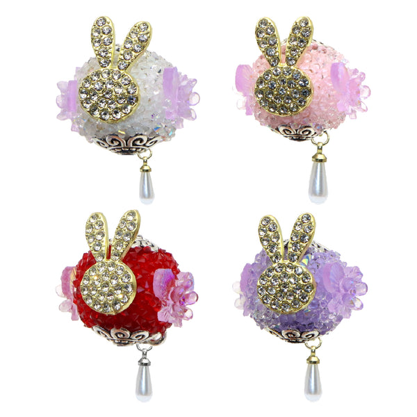 1Pc Rabbit Rhinestone Faux Crystal Beads with Faux Pearl Tassel Loose Spacer Beads with Hole for Jewelry Making DIY Costumes Accessories Bracelet Necklace Chain Earrings Charm Bangle Decors Craft Supplies