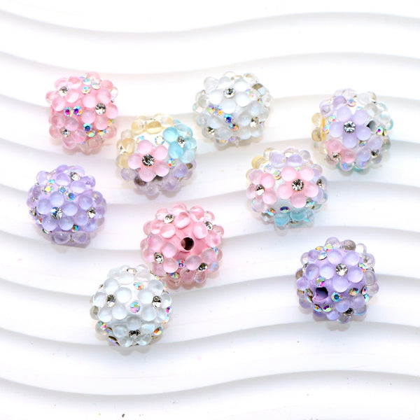 1Pc Rhinestone Faux Crystal Beads Blossom Flowers Shaped Loose Spacer Acrylic Beads with Hole for Jewelry Making DIY Bracelet Necklace Chain Earrings Charm Bangle Decors Craft Supplies