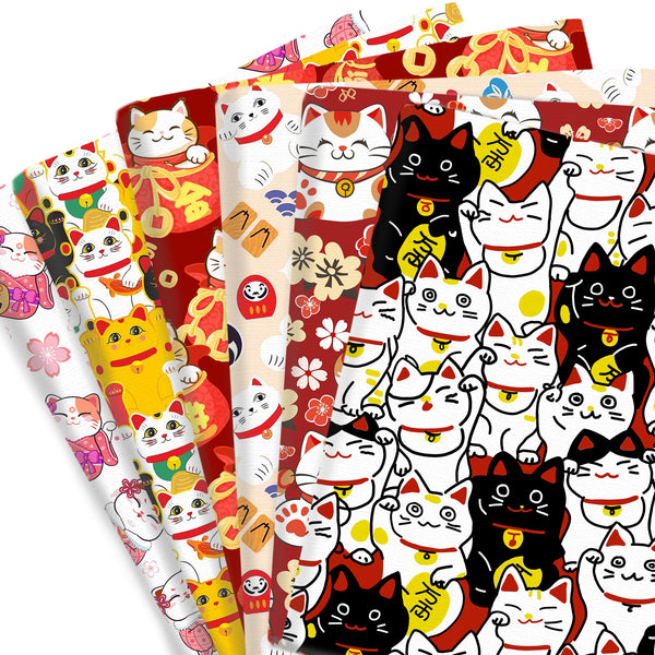 1pc Lucky Cat Series Pattern Quilting Fabric-57x19.68inch(145x50cm) Polyester Cotton Craft Fabrics DIY Handmade Projects Doll Clothes Fabric Precut For Patchwork Craft(108gsm)