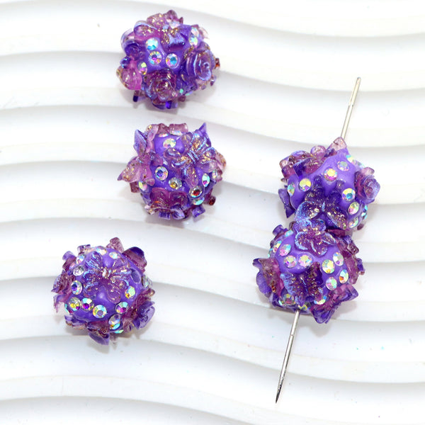 1Pc Blossom Flowers Shaped Polymer Clay Beads Loose Spacer Acrylic Beads with Hole for Jewelry Making DIY Bracelet Necklace Chain Earrings Charm Bangle Decors Craft Supplies