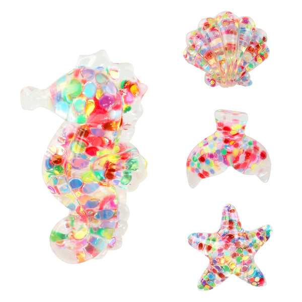 5Pc Transparent star starfish seahorse 3D Resin Cabochons - Flat Back Charms For Diy Scrapbooking, Jewelry Making & Craft Decorations