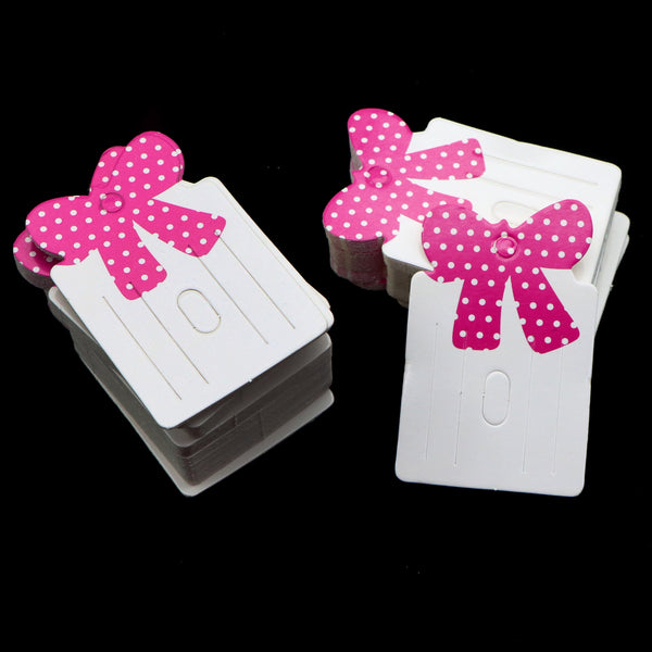 200pcs 3.07inchx1.97inch Paper Cardboard Hair Clip Display Cards With Bowknot Rectangle Practical Convenient Jewelry Package Display Supplies