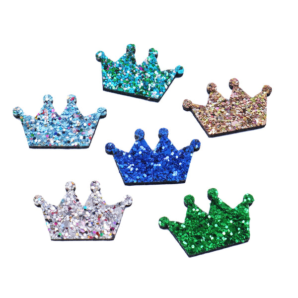 5pcs Sparkling Chunky Glitter Faux Leather Crown Decorative Patches Non-woven Backing- Perfect for DIY Accessories, Clothes, Bags, Shoes, Hats - Unique Gift Idea for Women, Festive Holiday Decoration