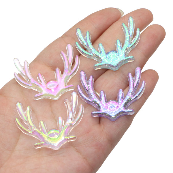 10pcs/pack Pearlescent Iridescent ColorsTransparent deer antlers Wing Accessories,3d Resin beads Acrylic Colored Beads For DIY Bracelet Necklace Jewelry Making Material , diy bead pen Personal DIY Jewelry And Decorations