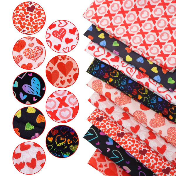 1pc Valentine's Day Series Heart Love Quilting Fabric-57x19.68inch(145x50cm)100% Cotton Craft Fabrics DIY Handmade Nurse Hat Clothes Fabric For Patchwork Craft(130gsm)