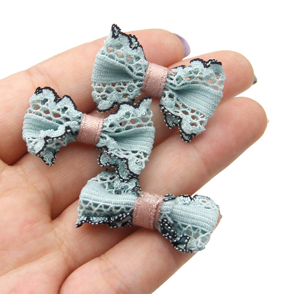 10pcs Lace Tirm Bows for Bow Tie Gift Box Packaging Clothing Accessories, DIY Bows Decorative Accessories