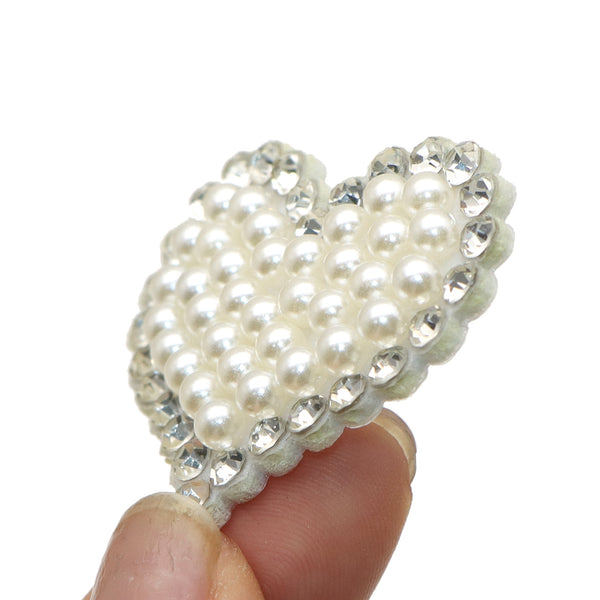 Heart Patches Pearl Rhinestone Patches Applique Sew On Patch For Clothing DIY Hair Clip Decor