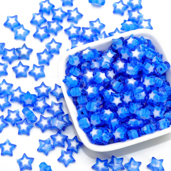 10g(about 55pcs) Independence Day Acrylic Beads with Hole Double Sided Transparent Star Loose Spacer Beads for DIY Jewelry Making Craft Accessories Necklace Bracelet Chain Earrings Charm Bangle Supplies