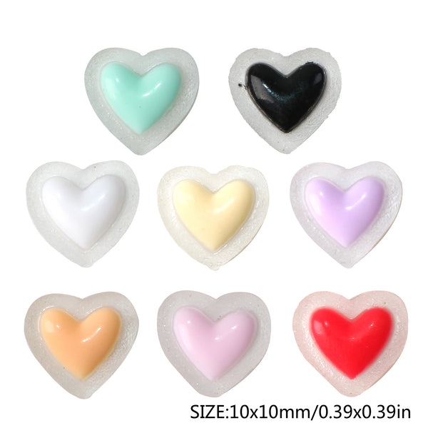 50Pcs Heart Mini 3D Resin For Crafts Flatback Skeleton Shape Stones for DIY Nail Decoration Colors and Designs