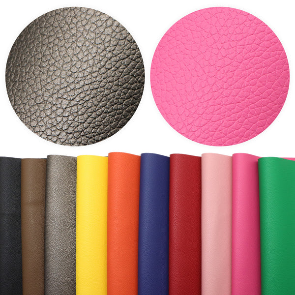 10Pcs/set Solid Color Faux Leather Sheets 7.87x12.99inch Litchi Textured Synthetic Leather Fabric Soft PU for DIY Earrings Bows Crafts Festival Decorations