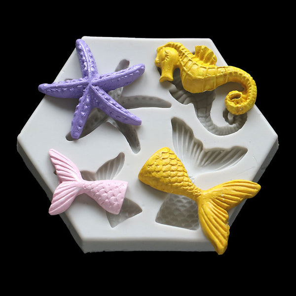 Resin Marine Style Silicone Mold Fondant Cake Mold Mermaid Tail Shape Chocolate Candy Soap Resin Polymer Clay Mold Silicone Baking Mold