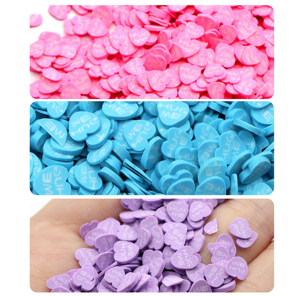 20g/pack heart Shape -Valentine's Day Nail Art Slices, Heart Love Slime Charms Fimo Slices 3D Polymer Slices For Slime, Nail Art Making Supplies Resin And Nail Art Decorations,Phone Case Decorations