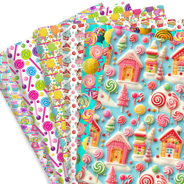 1pc Sweety House Series Lollipop Candy Pattern Quilting Fabric-17.7x19.68inch(45x50cm) Polyester Cotton Craft Fabrics DIY Handmade Projects Doll Clothes Fabric Precut For Patchwork Craft(108gsm)