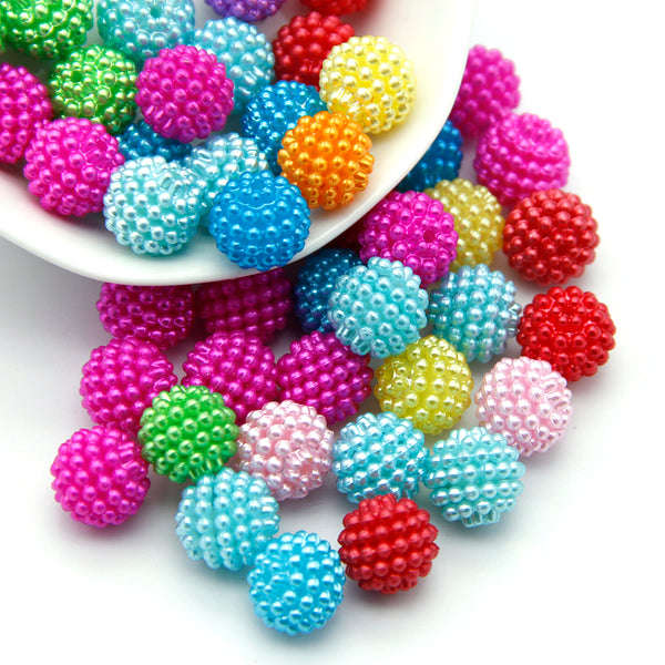 20g/pack 48pcs 10mm Bayberry Shape Loose Acrylic Beads with hole, mixed color Random Color For Jewelry Making DIY  Beaded Fashion Special Bracelet Necklace Earrings Handmade Craft Supplies