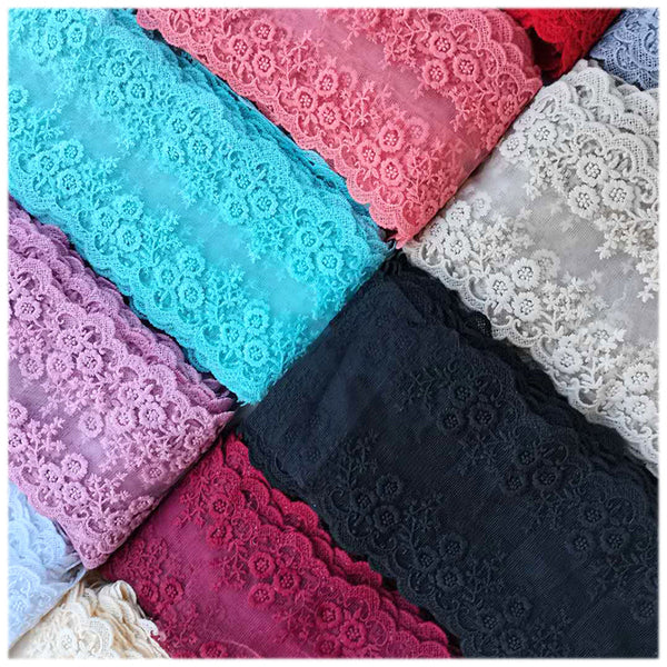 13cm/5.12in wide 2Yards mesh lace embroidery lace For Needlework DIY Lace And Embroidered Trims For Sewing Material Homemade Bow Hair Accessories