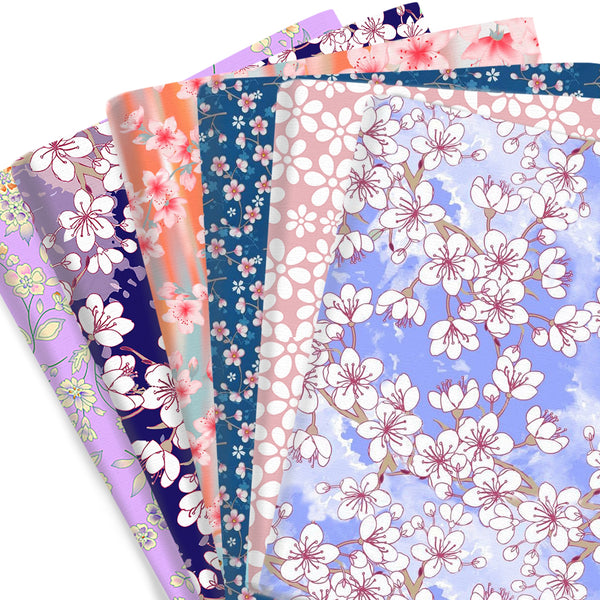 1pc Cherry Blossom Series Flower Pattern Quilting Fabric-17.7x19.68inch(45x50cm) Polyester Cotton Craft Fabrics DIY Handmade Projects Doll Clothes Fabric Precut For Patchwork Craft(108gsm)