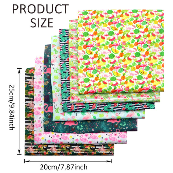 7pcs/set 9.84x7.87inch Summer Flamingo With Flower Floral Fruit Pattern Quilting Fabric Cotton Craft DIY Handmade Doll Clothes Fabric Precut For Patchwork DIY Handmade Craft Sewing Supplies