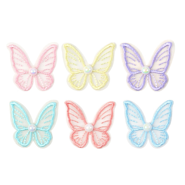 10Pcs Butterfly Mesh gauze with half Bead Embroidered Patch For DIY Hair Accessories, Clothing,bags and shoes