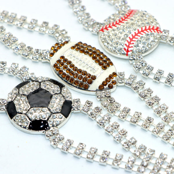 1Pc Football, Soccer, Baseball, Softball Diamond connector  Crystal Rhinestone Connector Charms, For Shoes Decor