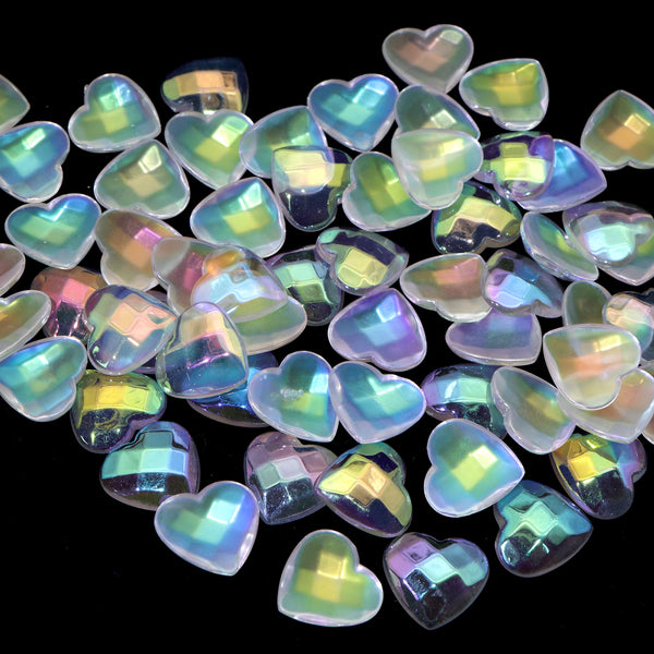 5Pcs Transparent Love Heart Acrylic Resin Ornaments,Iridescent Flatback Cabochons,DIY Jewelry Making Charms Accessories for Earrings, Bracelets, Keychains,Good for Festive Decorations,Homemade Gifts,Phone Shells,Water Cups, Hair Accessories