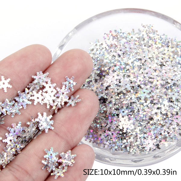 10g/pack Snowflake Shape PVC Sequin Christmas Decoration Sequins Package Filler Nail Decorations Happy Holiday Manicure Design Nail Supplies For Professionals Accessories