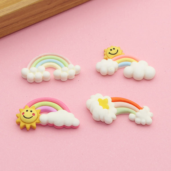 5pcs/pack 3d Resin Cute Colorful Mini Cloud Rainbow Series Flatback  Charms, Rainbow Nail Art Accessories diy Handmade clothing hats hair accessories decorations Crafts Necklaces Bracelets Jewelry Decorations Wedding Dress Phone Case Decorations