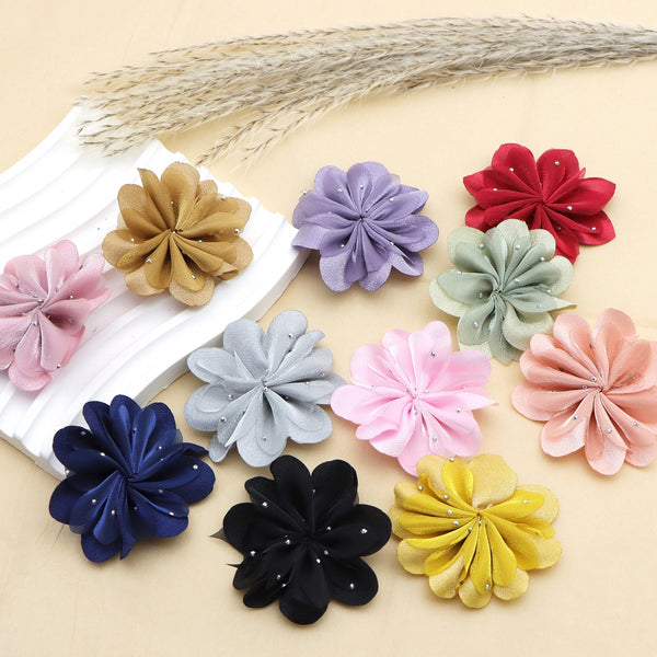 10pcs rhinestone Mesh gauze handmade flower For DIY Hair Accessories, Shoes And Clothing Textile Accessories