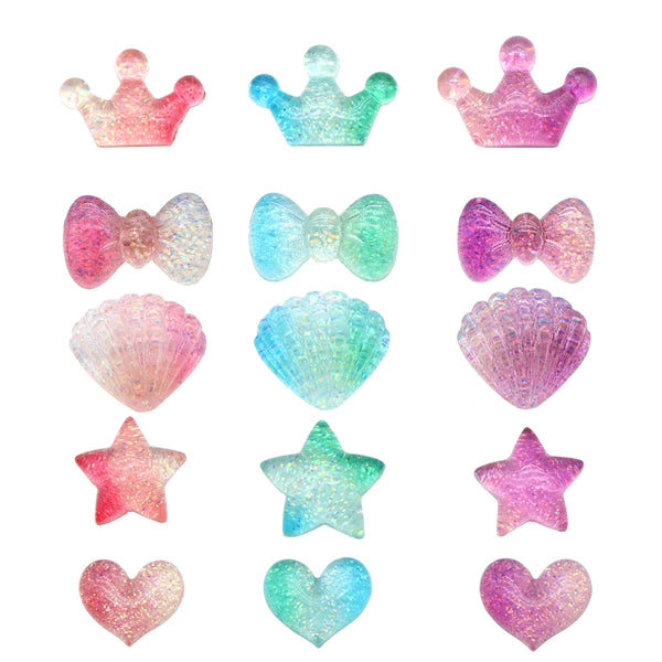 3DResin Flat Back Charms, 10Pcs Bow-knot Heart Shape Resin Cabochons For DIY Crafts, Scrapbooking, Jewelry Making