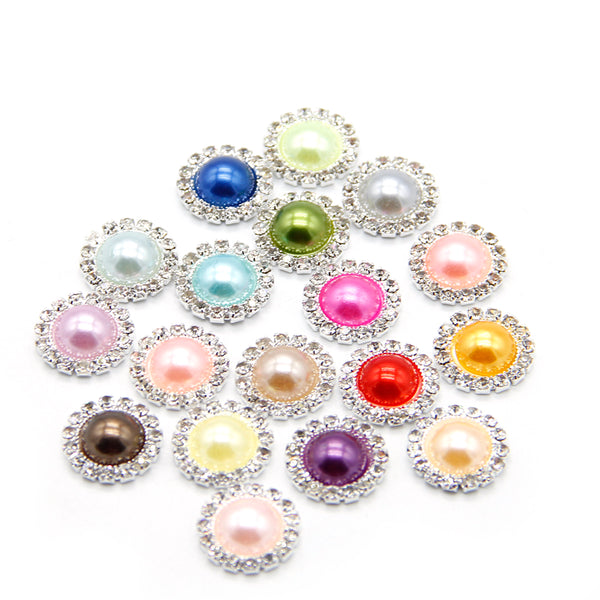 5pcs 15mm pearl jewelry DIY accessories round claw diamond sunflower diamond chain alloy flat bottom decorative buckle