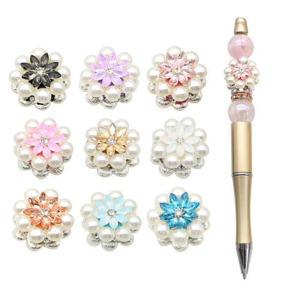 1Pc Artificial imitation pearls  Blossom Flowers Shaped Polymer Clay Beads Loose Spacer Acrylic Beads with Hole for DIY Beaded Pen Accessories Flowers Jewelry Making DIY Bracelet Necklace Chain Earrings Charm Bangle Decors Craft Supplies